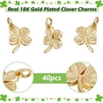 thumbnail image 2 of Caja de 40 dijes de trébol chapados en oro de 18 quilates, de metal, con forma de trébol de cuatro hojas, para hacer joyas, pendientes, pulseras y manualidades., 2 of 6