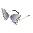 thumbnail image 2 of Butterfly Rimless Sunglasses for Women, Gradient Lens Rhinestone Trim Metal Temples Fashion Eyewear for Outdoor Travel Party Daily Wear Gray, 2 of 3