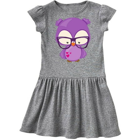 

Inktastic Valentine s Day Owl Purple Owl Glasses Hearts Gift Toddler Girl Dress