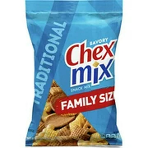 Chex Mix Snack Mix, Traditional, Savory Snack Bag, Family Size, 15 oz (Pack of 2)
