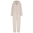 thumbnail image 7 of WMTBSRSW Women's Fuzzy Fleece Onesie Half Zip One Piece Pajamas with Cute Bear Ear Hood Winter Warm Long Sleeve Onesie Pajamas Jumpsuit Sleepwear, 7 of 7