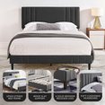 thumbnail image 2 of DeCoro Chicago Modern Tufted Upholstered Platform King Size Bed Frame, Dark Grey, 2 of 11