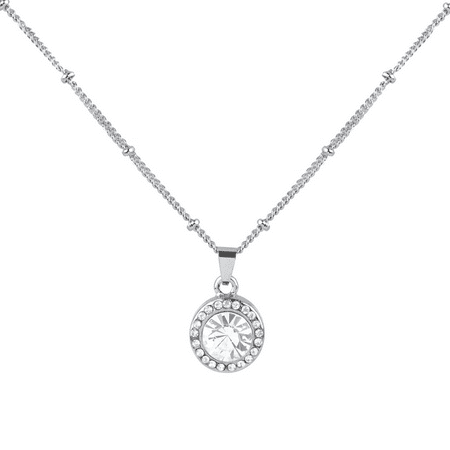 Diamond Pave Star Pendant - Lux Accessories Crystal April Birthstone Pendant Disc Pave Charm Pendant Necklace Birthday Stone