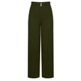 thumbnail image 5 of Womens Casual Wide Leg Corduroy Pants High Waisted Up Down Straight Dress Pant Long Trousers Palazzo Pants Pockets Army Green, 5 of 8