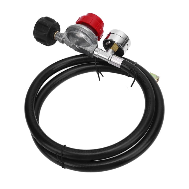 Tuyau Régulateur Haute Pression, Polyvalent 0 à 30 PSI Réglable en Acier Inoxydable ABS Régulateur Haute Pression avec Manomètre 5 Pieds pour Remorque de Camping-Car pour Friteuses à Dinde