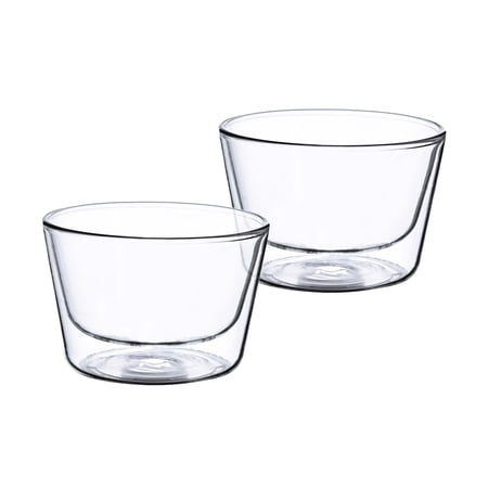 MasterPRO - Mixology Glassware - Double Walled Insulated Glassware - Durable Borosilicate Glass Sets for Home and Kitchen - Set of 2 Snack Bowls - 12 ounces