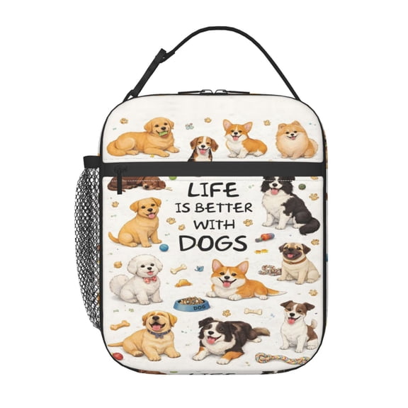 Cute Puppy Dog Lunch Bag Portable Thermal Lunch Box for Men and Women