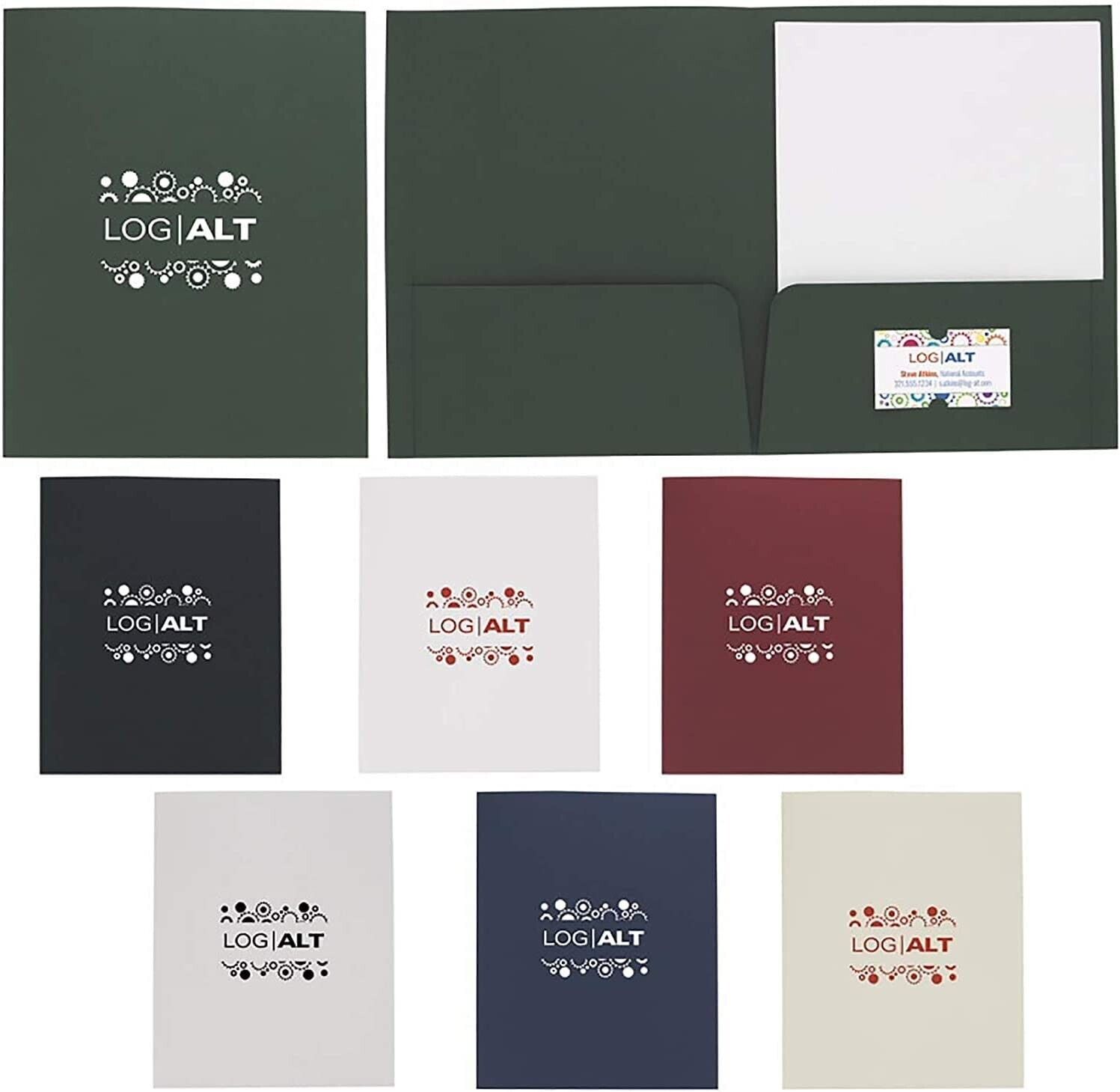 Personalized Linen Paper Folder Printed with Your Logo + Text 100 Qty
