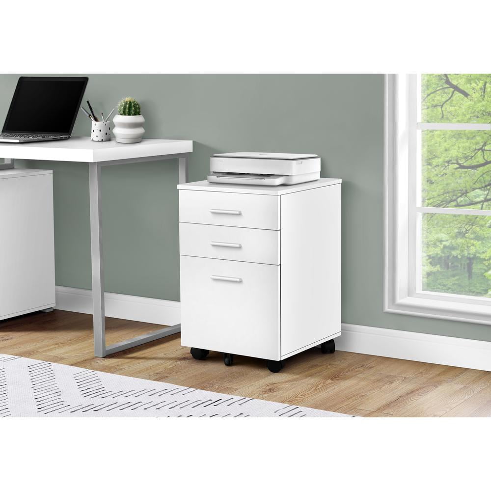 Monarch Specialties File Cabinet, Rolling Mobile, Printer Stand, Office, Work, White Laminate