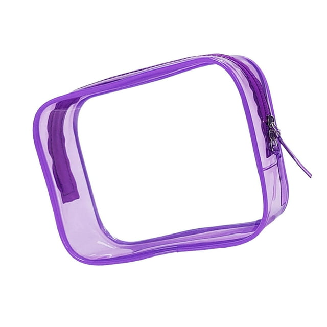 Bolsa de maquillaje para mujer, organizador de maquillaje, bolsa de viaje transparente impermeable, bolsa de cosméticos de PVC Púrpura M