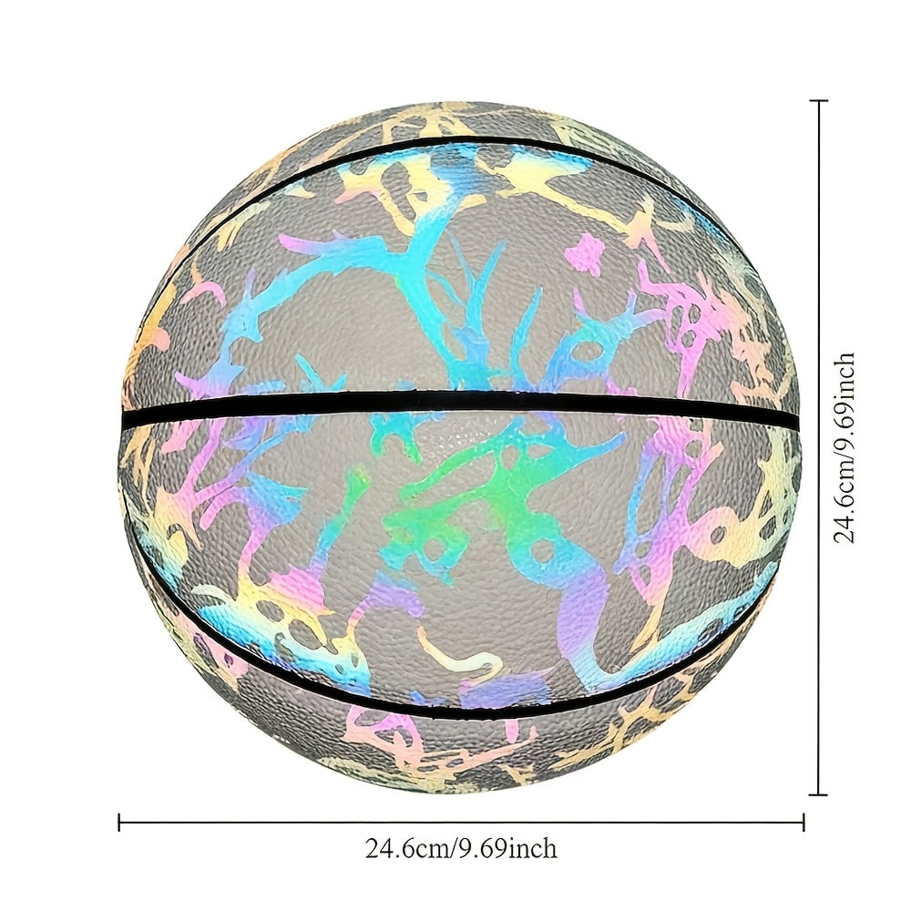 Reflective basketball, 9.67 inch reflective basketball - the perfect gift for Christmas, Thanksgiving, and Halloween, made of durable PU material, perfect for adult training and competition