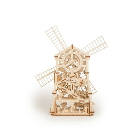 Wood Trick 3D Mechanical Model Mechanical Windmill Wooden Puzzle, Assembly Constructor, Brain Teaser, Best DIY Toy, IQ Game for Teens and