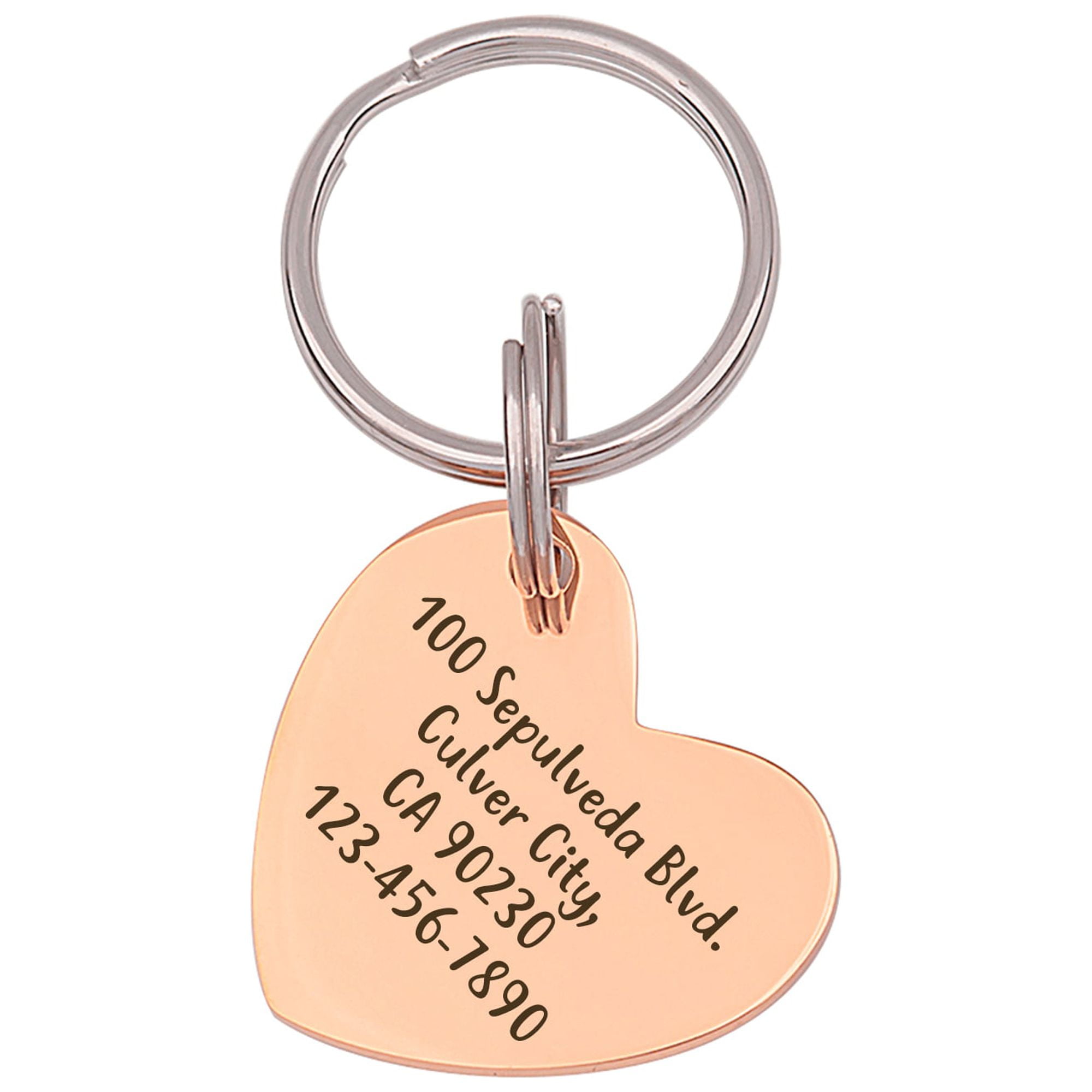 Anavia Stainless Steel & Metal Heart Cute Girl Birthday, Holiday & Christmas Engraved Dog ID Tag, Rose Gold, L