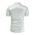 thumbnail image 3 of Iugvhana Men's Trendy Disco Shirt Outfit Button Down Shirts for Men Short Sleeve Turn Down Collar Shiny Shirt Party Top White M, 3 of 8