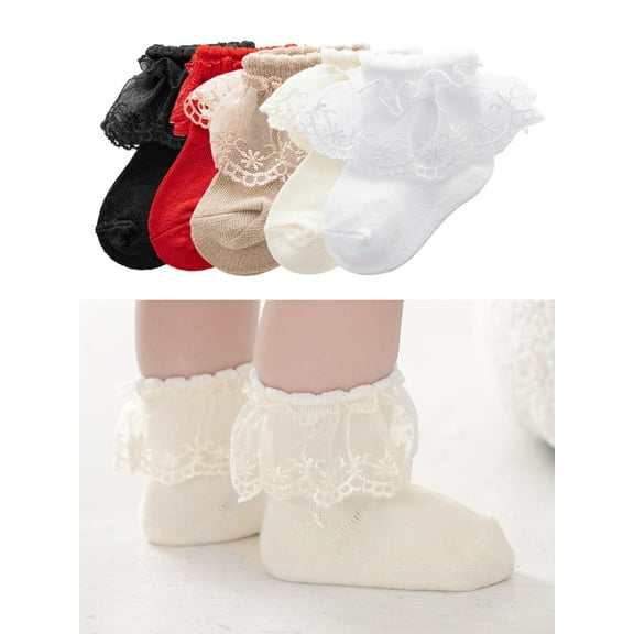 Dalrosia Baby Girls Socks Ruffle Lace Sock Baby Socks Newborn/Infant/Toddlers/Kids Frilly Summer Thin Dress Sock
