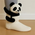 thumbnail image 2 of 3D Knit Animal Socks, Cute Plush Animals Design Sock, Double-layer Cotton, Funny Warm and Soft Long Stocking Stuffers Socks (Panda), 2 of 5