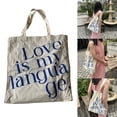 thumbnail image 2 of CanvasTote Bag Shopper Casual Handbag for Women Large Capacity Shoulder Bag Lady Purse Travel Bag with Letter Pattern, 2 of 20