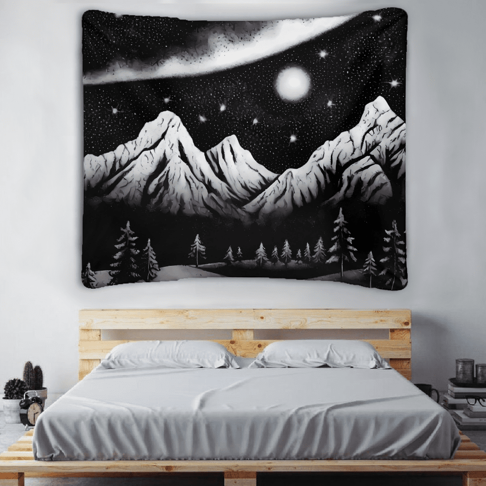 FABOTD Tapestry Wall Tapestry, Starry Night Sky Forest Tapestry, Big