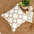 thumbnail image 2 of The HomeCentric Decorative Pillow Covers Ivory, Beige & Grey 24"x24" (60x60 cm) Cotton Linen Boho, Lace, Bouclet Embroidery Cushion Covers For Sofa, Geometric Contemporary Style - Medina Artistry, 2 of 10