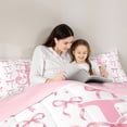 thumbnail image 4 of Manfei Kawaii Bow Personalized Initial J Full Size Comforter Sets 3 Pieces for Girls,Vintage Polka Dots Bowknot Bedding Sets for Kids Teens,Pink Reversible,Lightweight Room Decor, 4 of 6