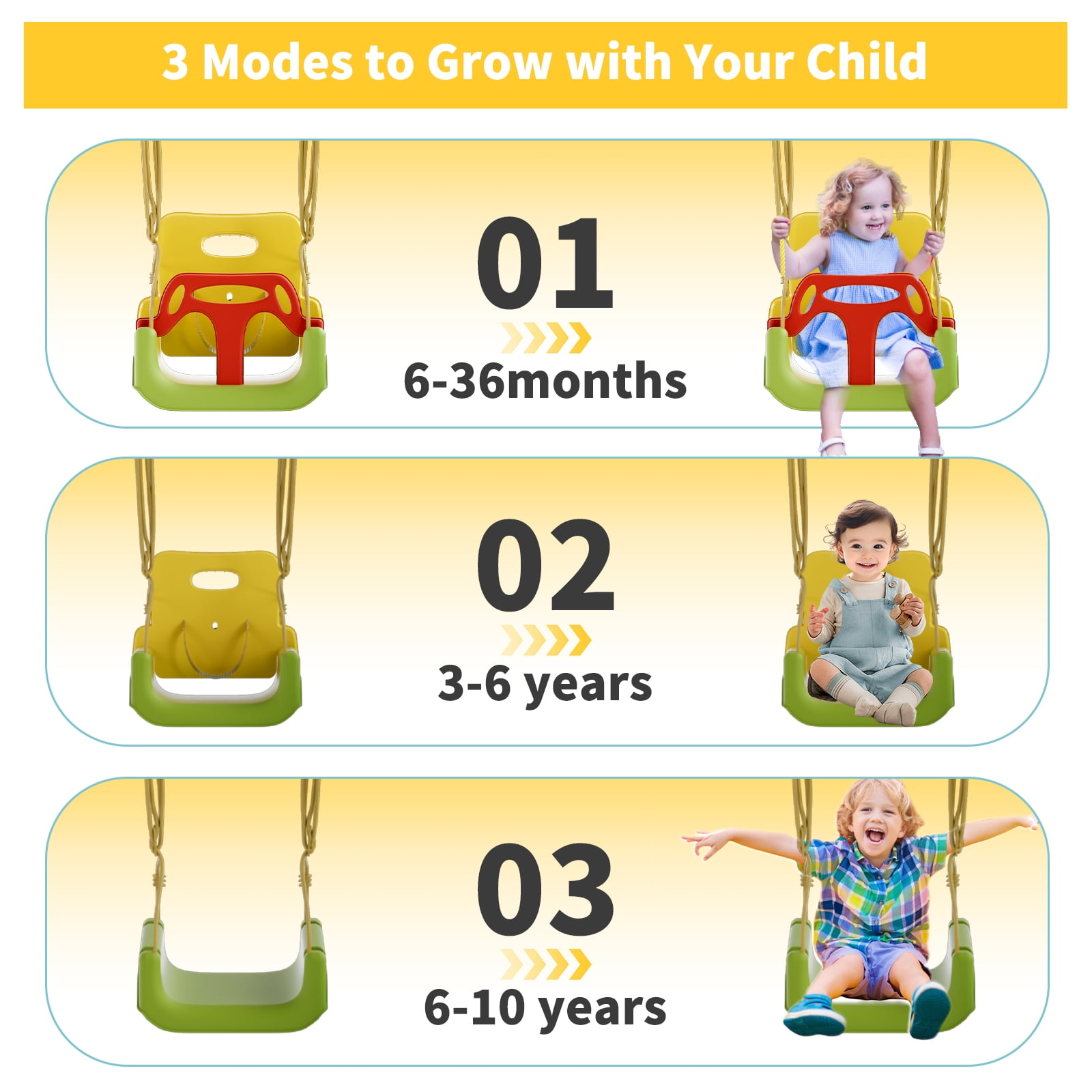 3 in 1 Toddler Swing Set with Basketball Rim and Soccer Scoring Net, Indoor Outdoor Baby Swing with Metal Stand, Kids Swing Set for Backyard, Free Soccer Basketball and Pump, Easy to Assemble（Green）