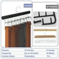thumbnail image 2 of Topsome Belt Hanger for Closet, 2 Pack Sturdy Wood Belt Organizer with 18 Hooks Tie Belt Rack for Storage Max 54 Belts, Belt Holder Space Saving, Black, 2 of 6