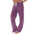 thumbnail image 4 of DENGDENG Women's Plus Size Pajamas Fall Striped Pajama Pants Cute Sleepwear Wide Leg Lounge Pjs Plaid Matching Family Christmas Baggy Lightweight Palazzo Pants Purple Pink S, 4 of 6