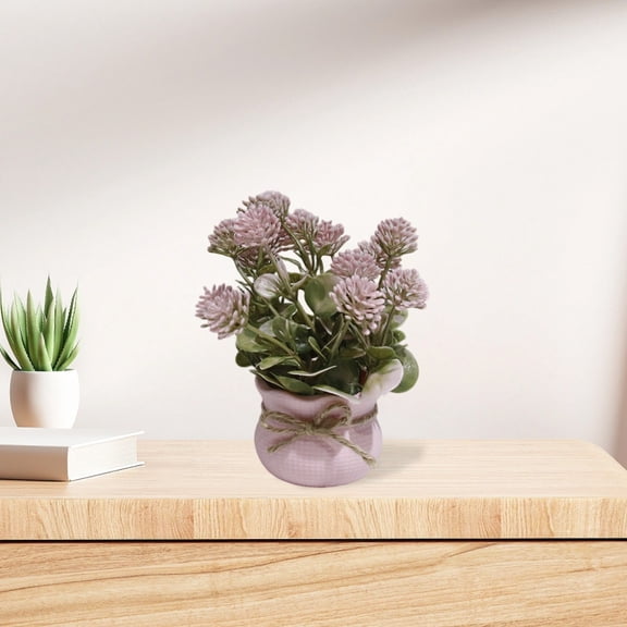Artificial Green Plant Mini Simulated Potted Plant Artificial Green Plastic Decor Small Ball Style Faux Succulent in Pink Pot Home Desk Office Shelf Decoration Photography Prop