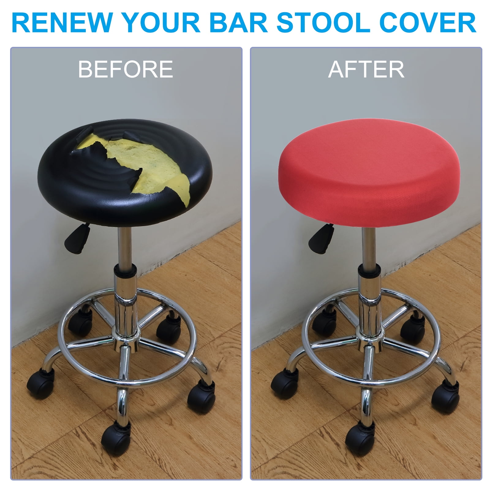 Unique Bargains 11 Inches Round Bar Stool Cover Washable Elastic Cushion Cover Black