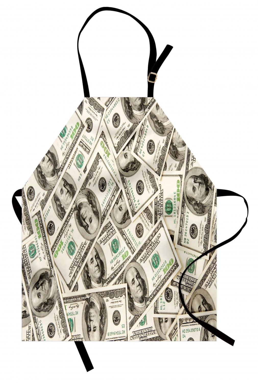Money Apron, Heap of Dollars Pattern Currency Pile with Ben Franklin