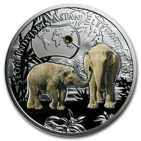 2016 Niue Silver Endangered Animal Species Asian Elephant Proof