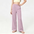 thumbnail image 2 of nerohusy Kids Wide Leg Pants Girls Elastic High Waisted Sports Pants Casual Solid Full Length Leg Pants with Pockets 12-13 Years, 2 of 8