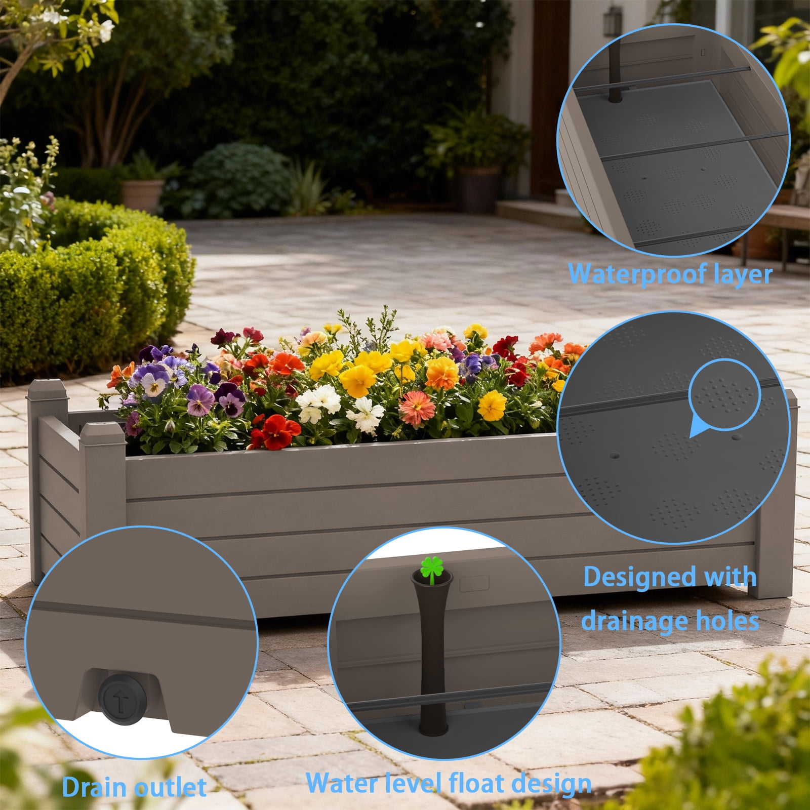 MINDYES Raised Garden Bed , Planter Raised Garden Boxes Outdoor, Raised Garden Beds for Vegetables 43.31*17.72*12.6 inch