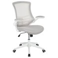 thumbnail image 1 of Mid-Back Light Gray Mesh Swivel Ergonomic Task Office Chair with White Frame and Flip-Up Arms, 1 of 9