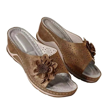 

Hirigin Women s Wedge Slippers Comfortable Hollow out Flower Platform Slippers