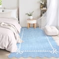 thumbnail image 3 of Nanan 8'x10' Scalloped Bow Border Area Rug, Modern Solid Washable Rug with Non Slip TPR Backing, Stain Resistant Low Pile Indoor Carpet Mat for Bedroom Hallway Nursery Decor, Blue, 3 of 7