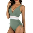 thumbnail image 2 of Traje de baño de una pieza para mujer, conjuntos de bikini para mujer, bikini liso sin espalda, traje de baño de dos piezas con vendaje, conjunto de ropa de playa para mujer, 2 of 4