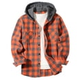 thumbnail image 3 of New Coat Spring and Autumn Men's Loose Plaid Hooded Shirt Large Size Fashion Casual Long sleeved Shirt Street StyleS-3XL (Dark green,L), 3 of 6