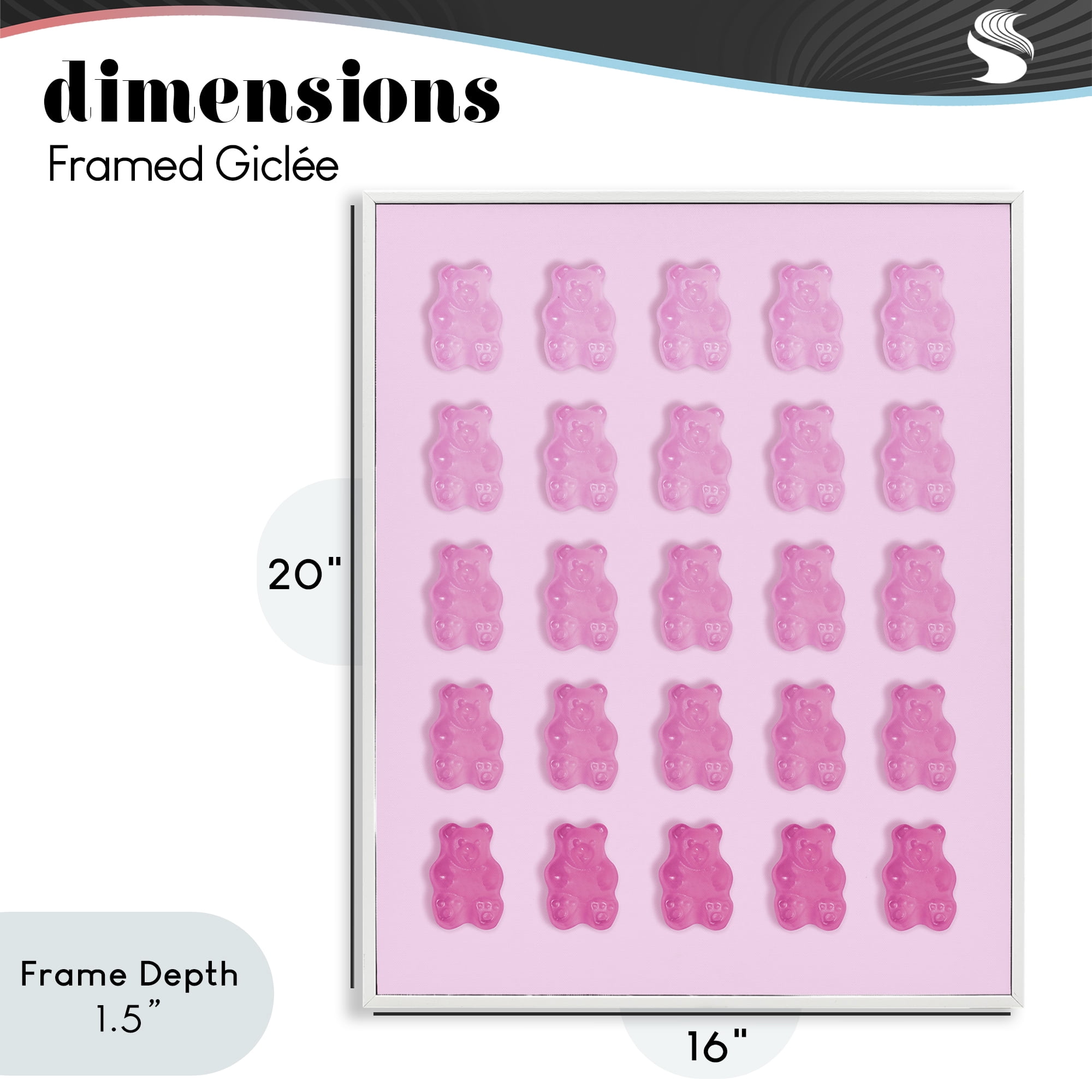 Stupell Industries Gradient Pastel Pink Bears White Framed Giclee Art, design by LISH Creative