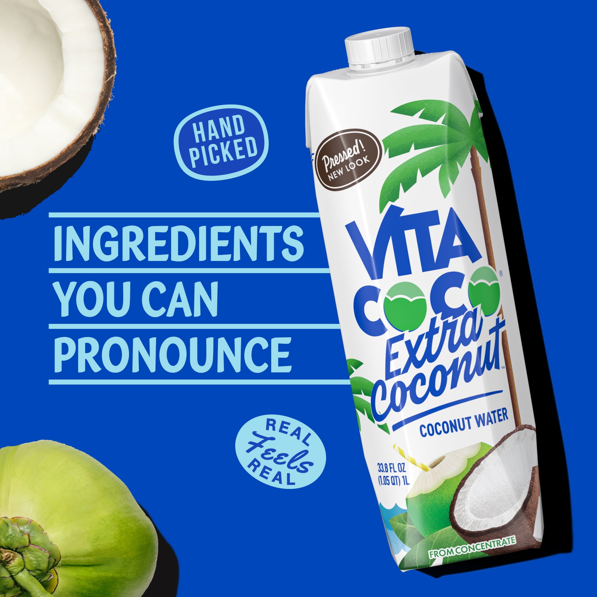(3 pack) Vita Coco Extra Coconut Coconut Water, 1 Liter