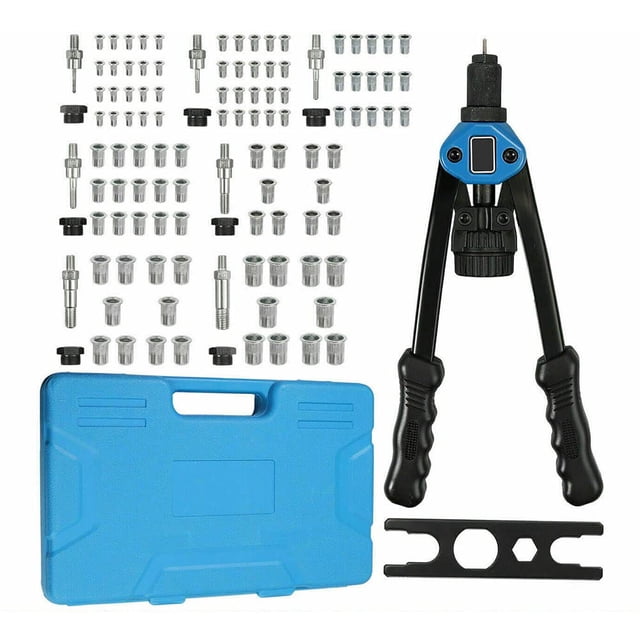 Kit d'Outils à Rivets Manuels 110 Pcs avec Écrous en Acier Inoxydable M3-M12 (M3-M6*20 Pcs, M8-M12*10 Pcs) - Design Ergonomique à Double Poignée, Construction en Acier Chromé Vanadium, Poignée Antidérapante