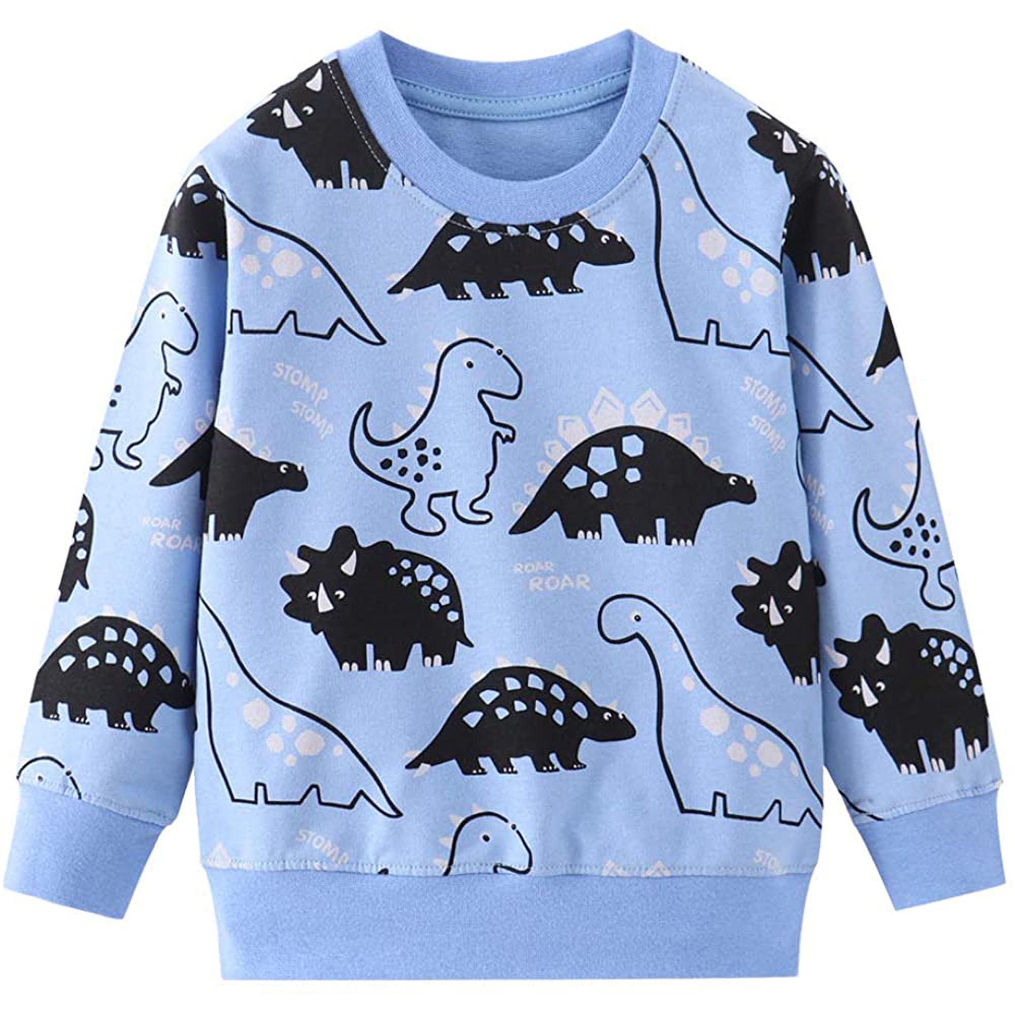 BTGIXSF Little Boys Dinosaur Sweatshirt Cotton Crewneck Long Sleeve Pullover Tops Toddler Kids 1-7T 