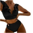thumbnail image 1 of WEAIXIMIUNG Swimsuit Cover Up Skirt Short New Multicolor Ruffled V Neck Split Swimsuit High Waist Split Bikini Women's S, 1 of 4