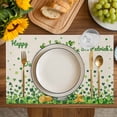 thumbnail image 4 of St. Patrick's Day Placemats Set of 4, Farmhouse Green Lucky Clovers Coin Placemats for Dining Table, Place Mats for Kitchen Tabletop, Waterproof Wipeable Dining Table Mats Set, 4 of 9
