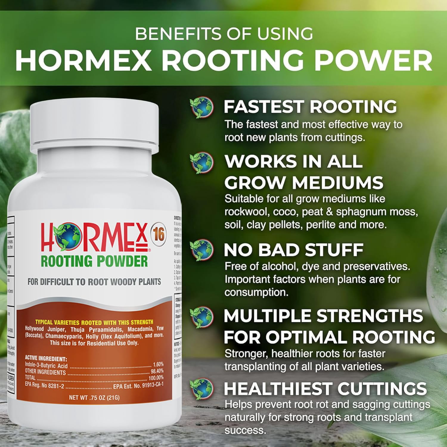 Hormex Rooting Powder #16 & Cubes Combo - Rooting Hormone for Hardwood Cuttings & Cultivation