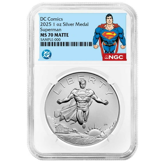 2025 Superman DC Comics 1 oz Silver Medal NGC MS70 Superman Label