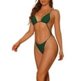 thumbnail image 4 of INSPIRE CHIC Women's Leopard Print Triangle Bikini Sets, 1 Piece Adjustable Criss Cross Waistband Swimsuit Swimwear Medium Emerald Green, 4 of 5