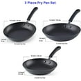 thumbnail image 3 of Cook N Home Nonstick Sauté Fry Pan (8"/9.5"/12") Professional Hard Anodized Frying Pan 3 Piece Skillets Cookware Sets, Dishwasher Safe with Stay-Cool Handles, Black, 3 of 9
