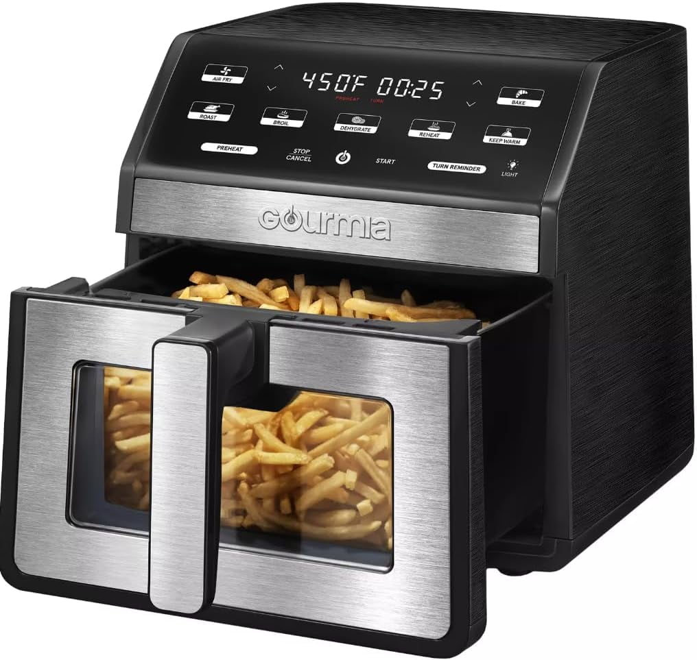Gourmiaa Digital Air Fryer with Window and Light, 8-Quart, Black