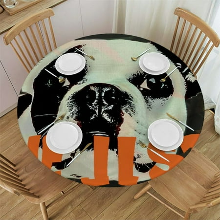 

SHERONV Cute Dog Round Table Cover Stain Resistant Washable Indoor Outdoor Tablecloth Kitchen Dining Wedding Parties 100% Polyester Fiber 54-58